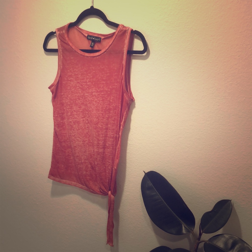 Coral bottom tie muscle tank